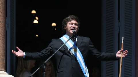 Javier Milei pronuncia su primer discurso desde la Casa Rosada, sede del Gobierno de Argentina, a 10 de diciembre de 2023. Javier Milei pronuncia su primer discurso desde la Casa Rosada, sede del Gobierno de Argentina, a 10 de diciembre de 2023.