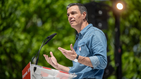 El secretario general del PSOE y presidente del Gobierno, Pedro Sánchez, interviene durante un mitin del PSC, a 4 de mayo de 2024, en Montmeló, Barcelona, Catalunya (España). El secretario general del PSOE y presidente del Gobierno, Pedro Sánchez, interviene durante un mitin del PSC, a 4 de mayo de 2024, en Montmeló, Barcelona, Catalunya (España).