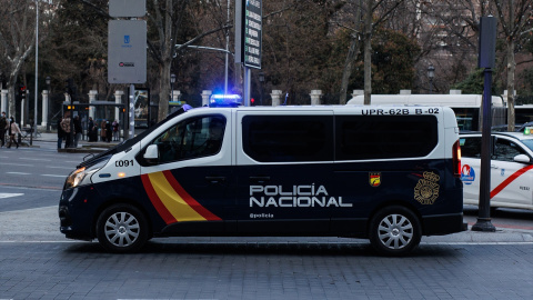 Un coche de Policía Nacional, a 10 de febrero de 2022, en Madrid. Un coche de Policía Nacional, a 10 de febrero de 2022, en Madrid.