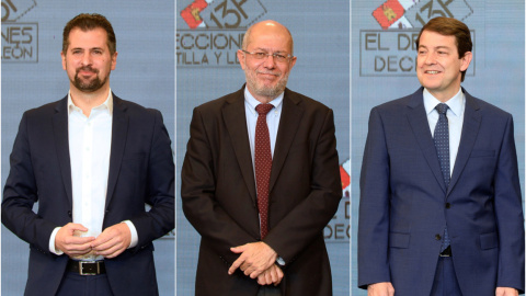 Los candidatos del PSOE, Ciudadanos y PP a la Presidencia de la Junta de Castilla y León, Luis Tudanca, Francisco Igea y Alfonso Fernández Mañueco. EFE Los candidatos del PSOE, Ciudadanos y PP a la Presidencia de la Junta de Castilla y León, Luis Tudanca, Francisco Igea y Alfonso Fernández Mañueco. EFE