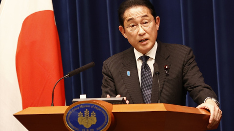 El primer ministro japonés, Fumio Kishida, durante una conferencia de prensa el 13 de junio. El primer ministro japonés, Fumio Kishida, durante una conferencia de prensa el 13 de junio.