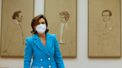 12/05/2021.- La vicepresidenta primera del Gobierno y ministra de la Presidencia, Relaciones con las Cortes y Memoria Democrática, Carmen Calvo, antes de comparecer en la Comisión Constitucional del Congreso. EFE/Mariscal 12/05/2021.- La vicepresidenta primera del Gobierno y ministra de la Presidencia, Relaciones con las Cortes y Memoria Democrática, Carmen Calvo, antes de comparecer en la Comisión Constitucional del Congreso. EFE/Mariscal