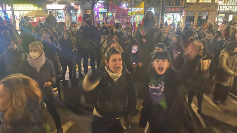Concentración en Lavapiés, Madrid, contra la violencia machista.