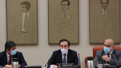 23/02/2022.- El ministro de Asuntos Exteriores, José Manuel Albares (c), ha pedido unidad y consenso de todas las fuerzas políticas frente a la crisis de Ucrania que "pone en peligro" los pilares del orden europeo y es "la mayor amenaza para la segurida 23/02/2022.- El ministro de Asuntos Exteriores, José Manuel Albares (c), ha pedido unidad y consenso de todas las fuerzas políticas frente a la crisis de Ucrania que "pone en peligro" los pilares del orden europeo y es "la mayor amenaza para la segurida