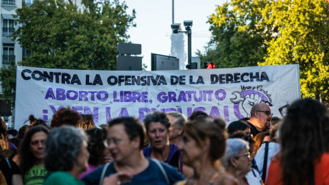 Pancarta en la manifestación por el Día de Acción Global por la despenalización del aborto, a 28 de septiembre de 2023, en Madrid. Pancarta en la manifestación por el Día de Acción Global por la despenalización del aborto, a 28 de septiembre de 2023, en Madrid.