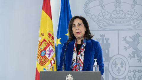 La ministra de Defensa, Margarita Robles, en rueda de prensa el pasado 25 de febrero. La ministra de Defensa, Margarita Robles, en rueda de prensa el pasado 25 de febrero.
