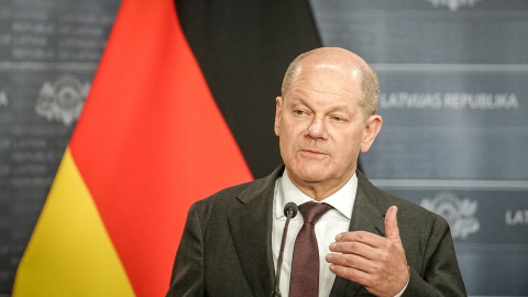 El canciller alemán Olaf Scholtz, habla en una reciente rueda de prensa durante su visita en Riga (Letonia), a 6 de mayo de 2024. El canciller alemán Olaf Scholtz, habla en una reciente rueda de prensa durante su visita en Riga (Letonia), a 6 de mayo de 2024.