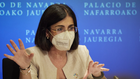 La ministra de Sanidad, Carolina Darias, comparece en rueda de prensa tras presidir desde Pamplona el pleno telemático del Consejo Interterritorial del Sistema Nacional de Salud La ministra de Sanidad, Carolina Darias, comparece en rueda de prensa tras presidir desde Pamplona el pleno telemático del Consejo Interterritorial del Sistema Nacional de Salud