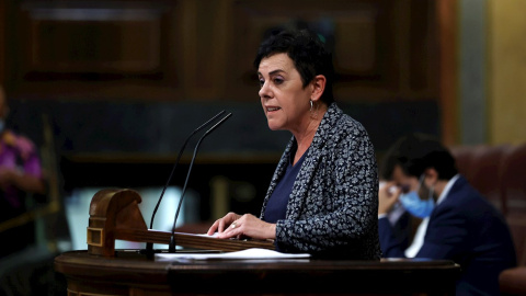 30/06/2021.- La portavoz de EH Bildu, Mertxe Aizpurua , durante su intervención este miércoles en el Pleno del Congreso en el que el Gobierno explica los indultos a los líderes independentistas e informar de la situación política y económica. EFE/ E 30/06/2021.- La portavoz de EH Bildu, Mertxe Aizpurua , durante su intervención este miércoles en el Pleno del Congreso en el que el Gobierno explica los indultos a los líderes independentistas e informar de la situación política y económica. EFE/ E