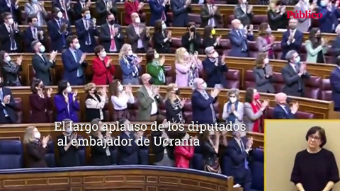 Los diputados aplauden en pie al embajador de Ucrania Los diputados aplauden en pie al embajador de Ucrania