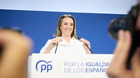 Cuca Gamarra comparece durante el seguimiento de la jornada electoral de los comicios autonómicos de Galicia, en la sede nacional del Partido Popular, a 18 de febrero de 2024, en Madrid. Cuca Gamarra comparece durante el seguimiento de la jornada electoral de los comicios autonómicos de Galicia, en la sede nacional del Partido Popular, a 18 de febrero de 2024, en Madrid.