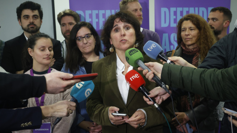 La candidata de Podemos a la Xunta de Galicia, Isabel Faraldo, atiende a la prensa tras conocer los resultados de las elecciones autonómicas gallegas, a 18 de febrero de 2024, en A Coruña. La candidata de Podemos a la Xunta de Galicia, Isabel Faraldo, atiende a la prensa tras conocer los resultados de las elecciones autonómicas gallegas, a 18 de febrero de 2024, en A Coruña.