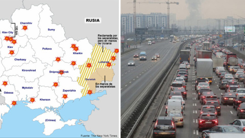 Mapa de Ucrania y atasco