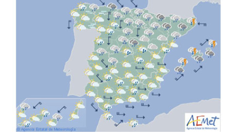 Mapa de la previsión para el miércoles 23 de octubre. / AEMET Mapa de la previsión para el miércoles 23 de octubre. / AEMET