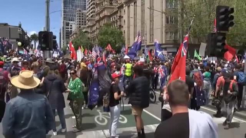 Protestas en Australia por la exigencia del pasaporte COVID Protestas en Australia por la exigencia del pasaporte COVID