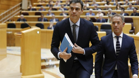 El portavoz del PSOE en el Senado, Ander Gil, y el presidente del Gobierno, Pedro Sánchez, en una foto de archivo. MARTA JARA / EUROPA PRESS El portavoz del PSOE en el Senado, Ander Gil, y el presidente del Gobierno, Pedro Sánchez, en una foto de archivo. MARTA JARA / EUROPA PRESS