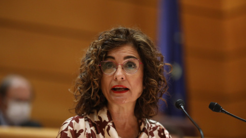 La ministra de Hacienda y Función Pública, María Jesús Montero, en el debate de los Presupuestos Generales del Estado (PGE) en el Senado. La ministra de Hacienda y Función Pública, María Jesús Montero, en el debate de los Presupuestos Generales del Estado (PGE) en el Senado.