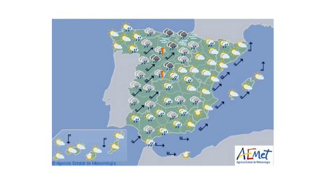 Previsión para este 19 de octubre. EFE Previsión para este 19 de octubre. EFE