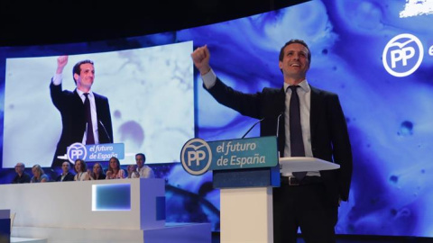 Pablo Casado, en el discurso en el que ha defendido su candidatura este sábado / EFE Pablo Casado, en el discurso en el que ha defendido su candidatura este sábado / EFE