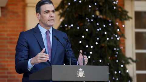 17/12/2021 El presidente del Gobierno Pedro Sánchez, en la declaración institucional para explicar la marcha del Ejecutivo del ministro de Universidades, Manuel Castells 17/12/2021 El presidente del Gobierno Pedro Sánchez, en la declaración institucional para explicar la marcha del Ejecutivo del ministro de Universidades, Manuel Castells