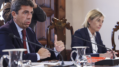 El president de la Generalitat valenciana, Carlos Mazón, y la consellera de Justicia e Interior, Elisa Núñez, a 30 de octubre de 2023. El president de la Generalitat valenciana, Carlos Mazón, y la consellera de Justicia e Interior, Elisa Núñez, a 30 de octubre de 2023.