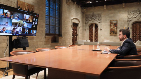 Pere Aragonès i Garcia, ha encapçalat la reunió de la Comissió delegada en matèria de Covid-19. Pere Aragonès i Garcia, ha encapçalat la reunió de la Comissió delegada en matèria de Covid-19.