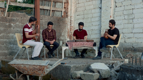 Un grupo de músicos de los que participan en la película Un grupo de músicos de los que participan en la película