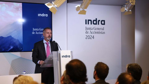 El presidente ejecutivo de Indra, Marc Murtra, durante la junta de accionistas de la compañía. El presidente ejecutivo de Indra, Marc Murtra, durante la junta de accionistas de la compañía.