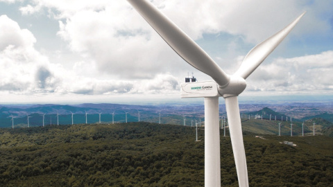 Un parque eólico con aerogeneradores de Siemens Gamesa. Un parque eólico con aerogeneradores de Siemens Gamesa.