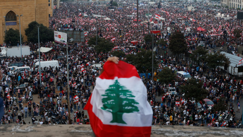Vista general de una de las protestas en Beirut. - REUTERS