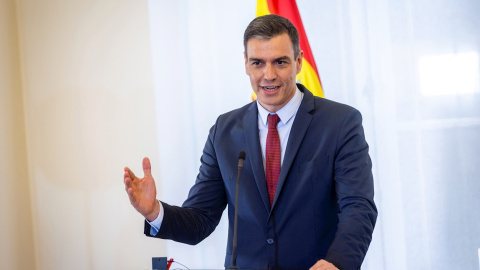 El presidente del Gobierno, Pedro Sánchez, en una rueda de prensa en Tallin (Estonia) este martes 6 de julio. El presidente del Gobierno, Pedro Sánchez, en una rueda de prensa en Tallin (Estonia) este martes 6 de julio.