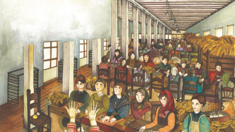 Ilustración de Susana Suniaga de las cigarreras de la Fábrica de Tabacos de A Coruña. Ilustración de Susana Suniaga de las cigarreras de la Fábrica de Tabacos de A Coruña.
