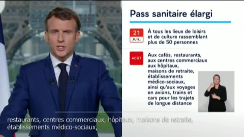 Francia exigirÃ¡ el pase sanitario en restaurantes y centros comerciales a partir de agosto