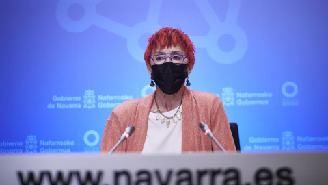 La consejera de Salud del Gobierno de Navarra, Santos Indurain, en rueda de prensa.