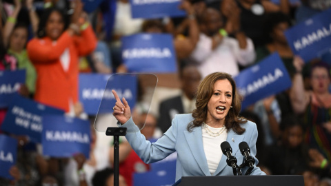 La vicepresidenta estadounidense, Kamala Harris, durante un mitin en Georgia. La vicepresidenta estadounidense, Kamala Harris, durante un mitin en Georgia.