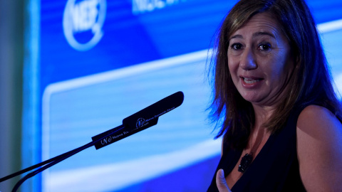 Francina Armengol, presidenta del Gobierno de Baleares, durante su intervención en un desayuno informativo organizado este jueves 22 de julio de 2021 en Madrid por Nueva Economía Fórum.