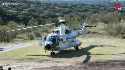 El helicóptero con el féretro de Franco aterriza en El Pardo
