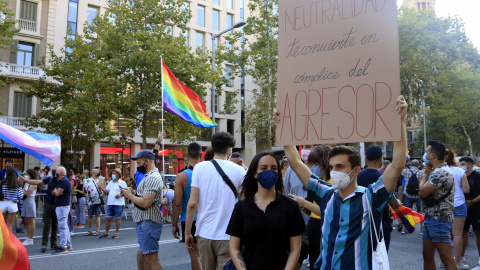 Un momento de la manifestación en Barcelona. Un momento de la manifestación en Barcelona.