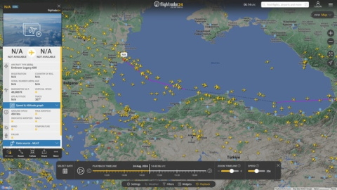 Captura del vuelo de Pavel Durov en FlightRadar. Captura del vuelo de Pavel Durov en FlightRadar.