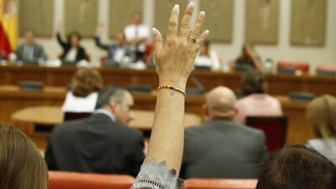 Una de las componentes de la Diputación Permanente durante una votación. E.P./Óscar J.Barroso Una de las componentes de la Diputación Permanente durante una votación. E.P./Óscar J.Barroso