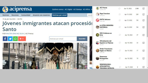 Captura de la noticia de ACIPrensa y páginas de Facebook que la compartieron. Captura de la noticia de ACIPrensa y páginas de Facebook que la compartieron.