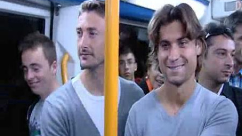 David Ferrer y Juan Carlos Ferrero van en metro a la Caja Mágica David Ferrer y Juan Carlos Ferrero van en metro a la Caja Mágica