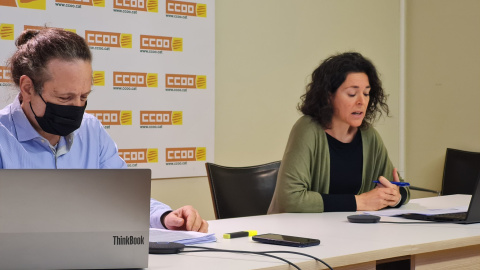 05/04/2022 - Ricard Bellera i Romina García, en la presentació de l'informe de CCOO sobre treballadors pobres. 05/04/2022 - Ricard Bellera i Romina García, en la presentació de l'informe de CCOO sobre treballadors pobres.