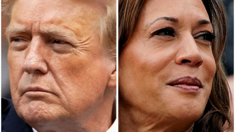 Donald Trump y Kamala Harris en imágenes de archivo. Donald Trump y Kamala Harris en imágenes de archivo.