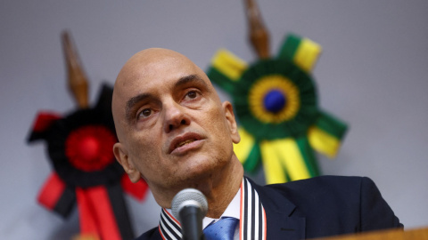 El juez de la Corte Suprema de Brasil, Alexandre de Moraes,encargado de la investigación sobre la red social X, en una acto en Sao Paulo. REUTERS/Carla Carniel