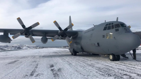 Imagen de archivo de un avión del avión Hércules C-130. / Fuerza Aérea de Chile Imagen de archivo de un avión del avión Hércules C-130. / Fuerza Aérea de Chile