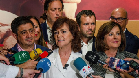 Carmen Calvo durante la visita al Museo Íbero de Jaén | EFE Carmen Calvo durante la visita al Museo Íbero de Jaén | EFE