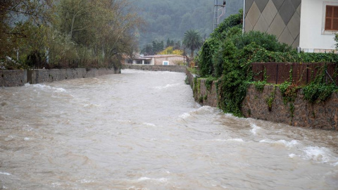 Estado del torrente de Soller tras las intentas lluvias caídas este miércoles en Mallorca.
