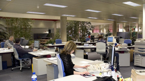Trabajadores de una oficina bancaria. E.P. Trabajadores de una oficina bancaria. E.P.