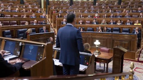 El presidente del Gobierno, Pedro Sánchez, durante la sesión de control en el Congreso de los Diputados. E.P./Alberto Ortega El presidente del Gobierno, Pedro Sánchez, durante la sesión de control en el Congreso de los Diputados. E.P./Alberto Ortega